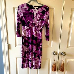 Boston Proper purple peonies midi dress